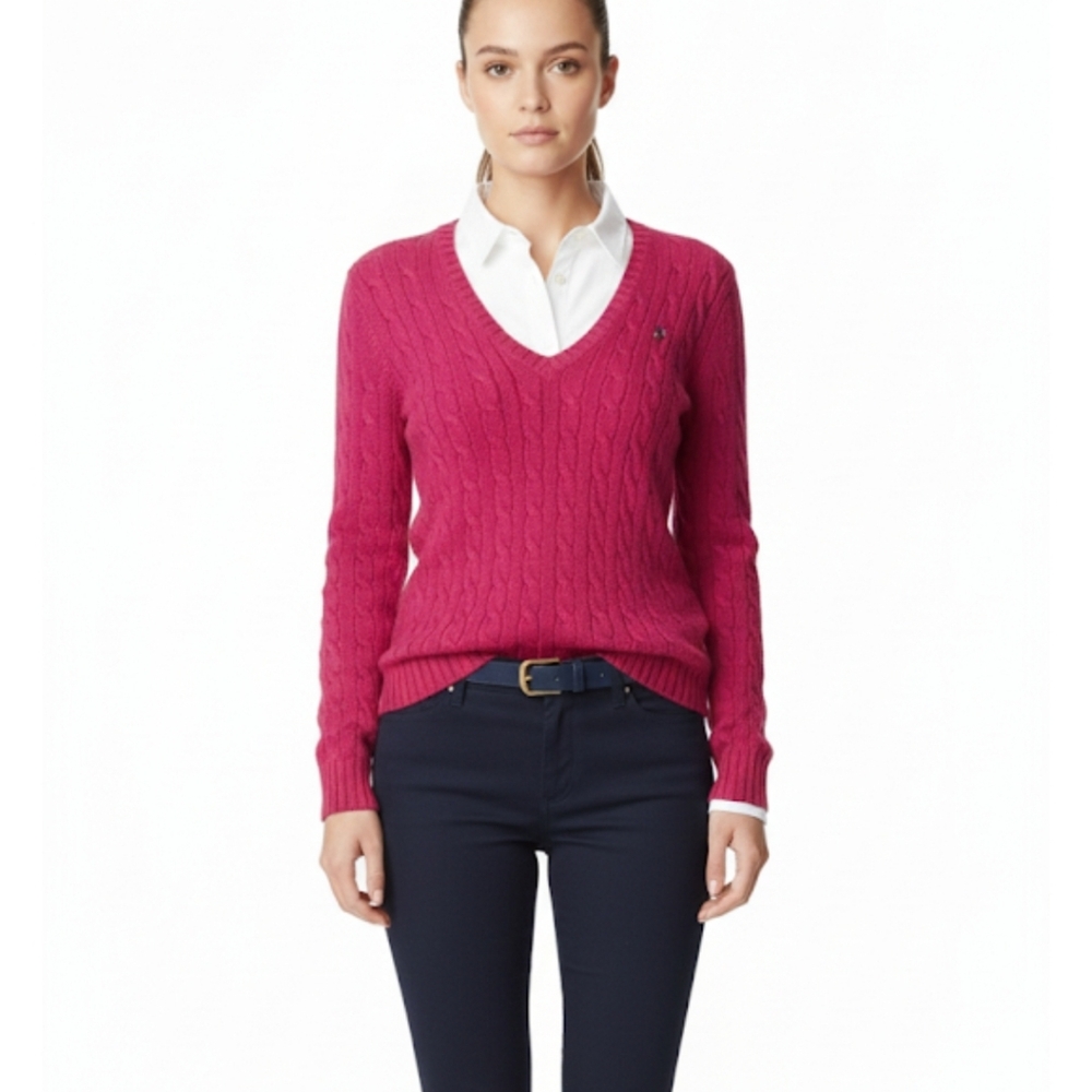 Ralph Lauren sport women's vneck pullover preppy sweater size M - Picture 12 of 12